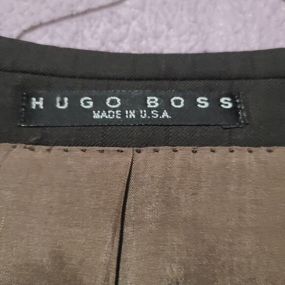 HUGO BOSS‎ VIRGIN WOOL ROSSELLINI SUIT JACKET BLAZER PINSTRIPE 3 BUTTON USA 42 S - Picture 3 of 8